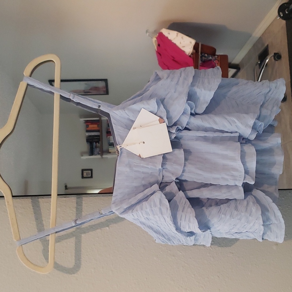 Blue Ruffled Cami Top - Picture 4 of 6